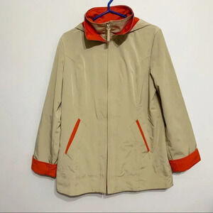 Liz Claiborne Women Outerwear Tan Color Removable Hood Coat Jacket Lined Size L